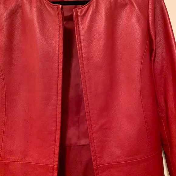 Genuine Leather Jacket Beautiful Red Perfect Fall Outfit - Picture 16 of 16